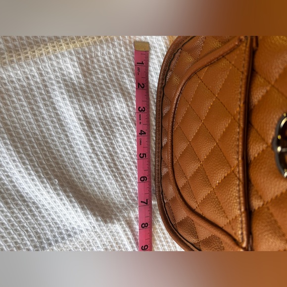 Brown Quilted Leather Bag with Chain Strap - Picture 2 of 4